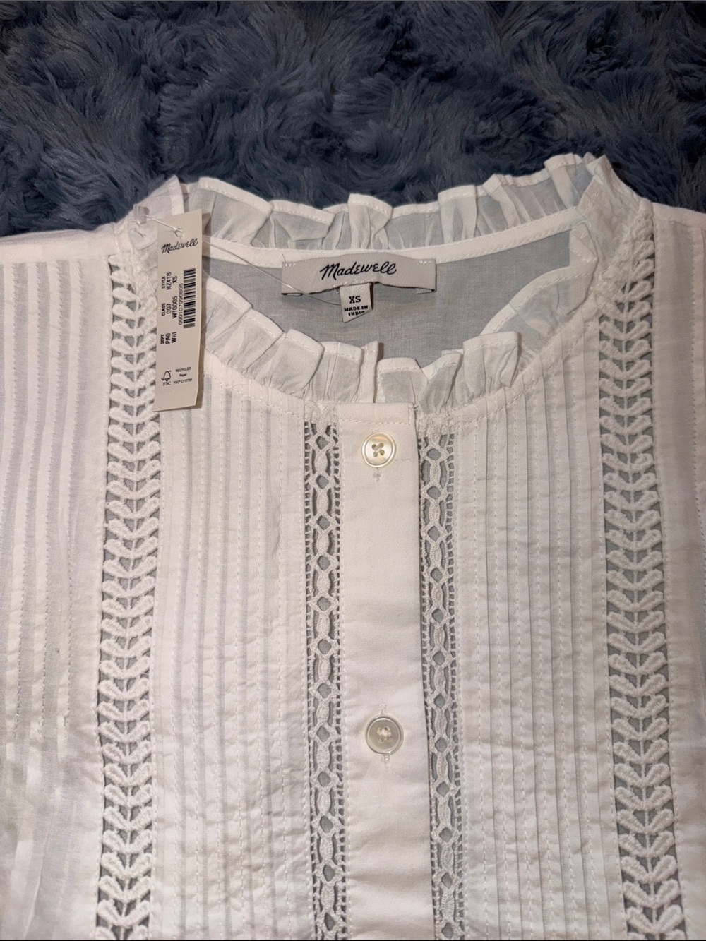 Madewell White Eyelet Button-Front Blouse - Picture 8 of 9